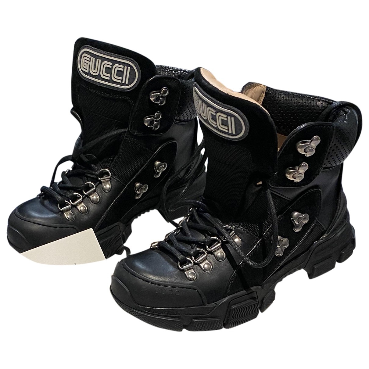 gucci black leather trainers